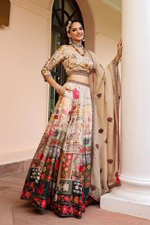 Picture of Smashing Cream Colored Designer Lehenga Choli