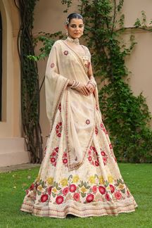 Picture of Outstanding Cream Colored Designer Lehenga Choli