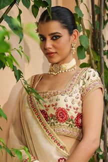 Picture of Outstanding Cream Colored Designer Lehenga Choli