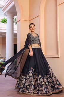 Picture of Bollywood Blue & Black Colored Designer Lehenga Choli