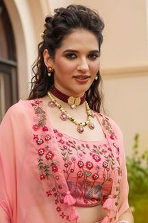 Picture of Dazzling Pink Colored Designer Lehenga Choli
