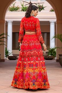 Picture of Awesome Red Colored Designer Lehenga with Western Pattern Blouse