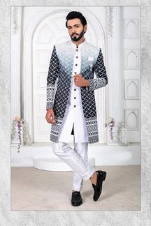 Picture of Attractive White Colored Men’s Designer Sherwani