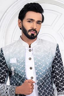 Picture of Attractive White Colored Men’s Designer Sherwani