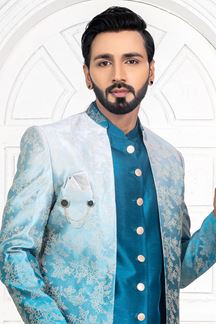 Picture of SplendidPeacock Colored Men’s Designer Sherwani