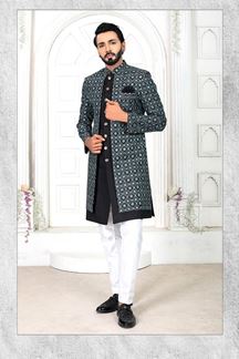 Picture of Awesome Black and White Colored Men’s Designer Sherwani