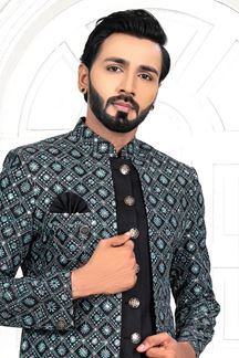 Picture of Awesome Black and White Colored Men’s Designer Sherwani