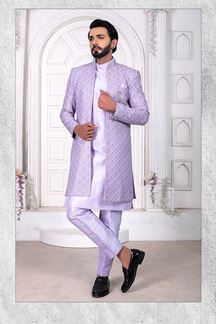 Picture of CharmingFloral Violet Colored Men’s Designer Sherwani