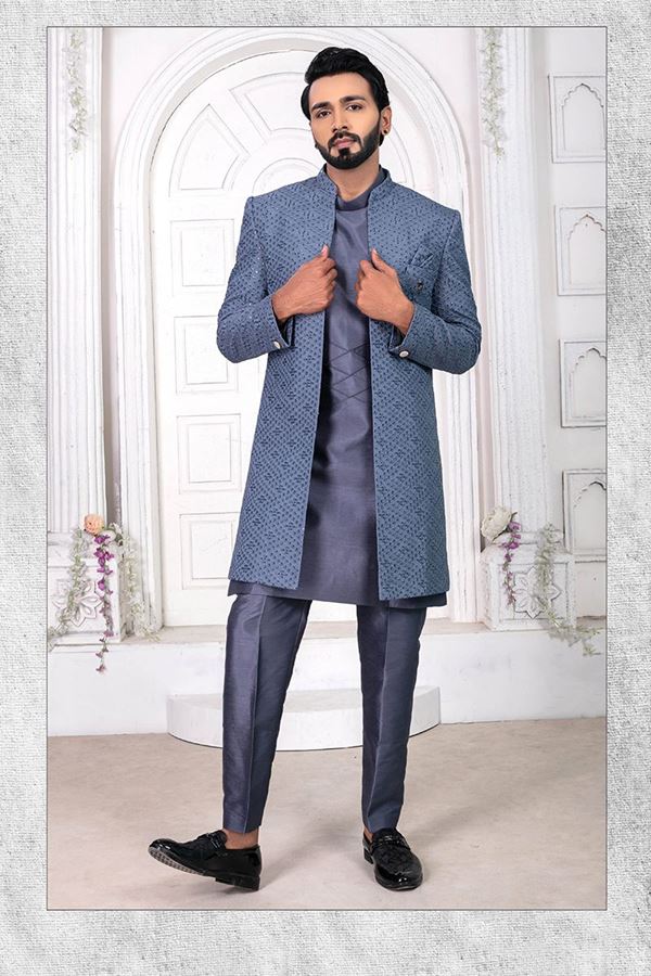 Picture of ExuberantGray Colored Men’s Designer Sherwani