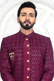 Picture of AppealingDark Wine Colored Men’s Designer Sherwani