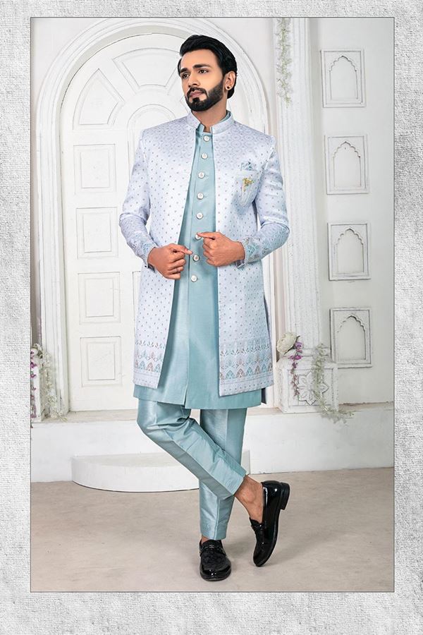 Picture of MagnificentSky Blue Colored Men’s Designer Sherwani