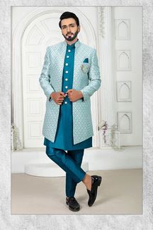 Picture of ElegantTeal Colored Men’s Designer Sherwani