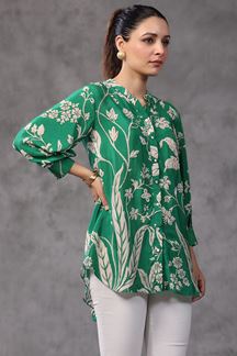 Picture of Surreal Sea Green Colored Designer Short Top