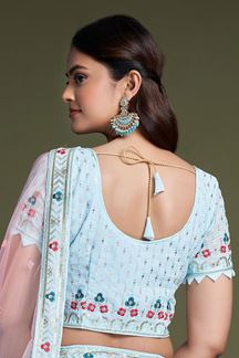 Picture of Trendy Sky Blue Colored Designer Lehenga Choli