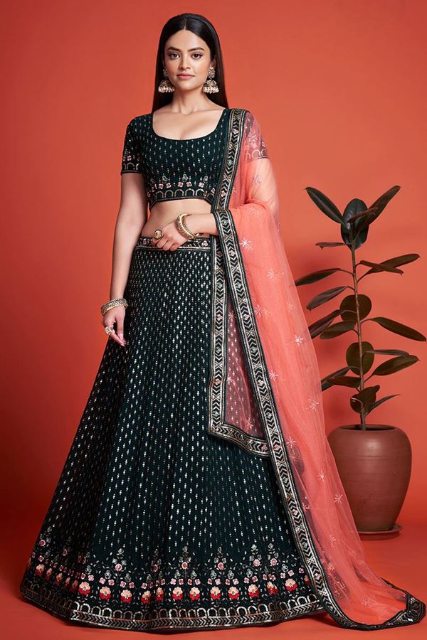 Picture of Outstanding Green Colored Designer Lehenga Choli