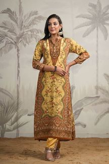 Picture of Trendy Yellow Colored Designer Kurta and Pant Sets