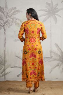Picture of Appealing Yellow Colored Designer Kurta and Pant Sets