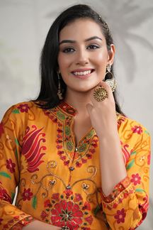 Picture of Appealing Yellow Colored Designer Kurta and Pant Sets
