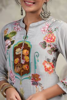 Picture of Breathtaking Light Blue Colored Designer Kurta and Pant Sets