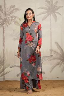 Picture of Vibrant Grey Colored Designer Kurta and Pant Sets