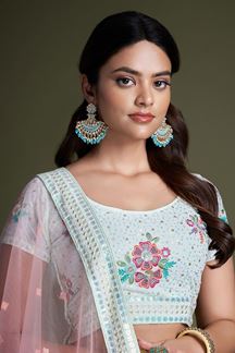 Picture of Amazing Turquoise Colored Designer Lehenga Choli