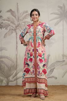 Picture of Mesmerizing Cream Colored Designer Kurta and Printed Pant Sets