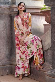Picture of Outstanding Cream Colored Designer Kurta and Pant Sets