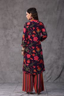 Picture of Dazzling Purple Colored Designer Kurta and Printed Pant Sets