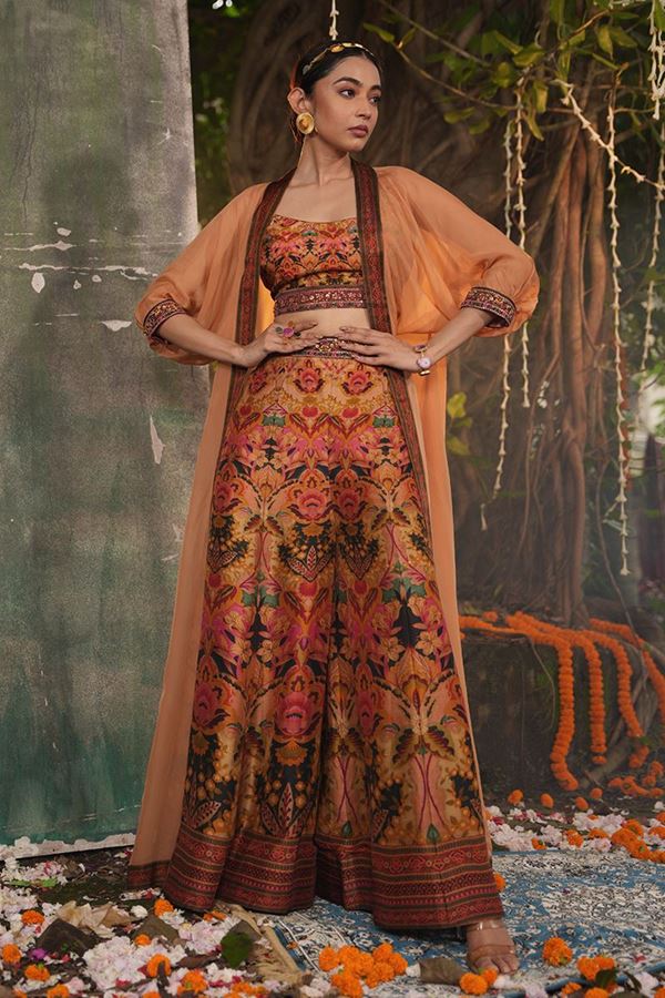 Picture of Striking Rust Colored Designer Indo-western Suit
