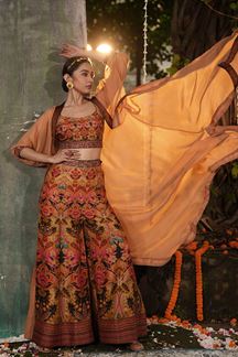 Picture of Striking Rust Colored Designer Indo-western Suit
