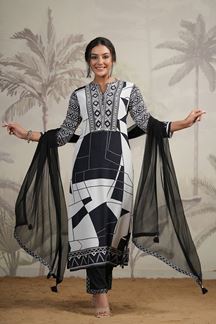 Picture of Spectacular Black and White Colored Designer Suit