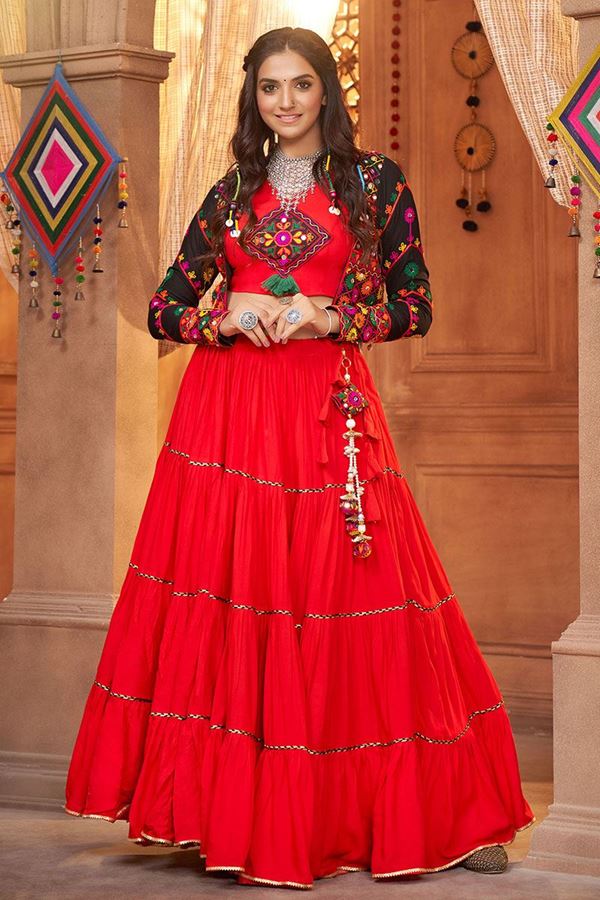 Picture of Magnificent Red Colored Designer Navratri Lehenga Choli
