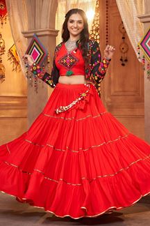 Picture of Magnificent Red Colored Designer Navratri Lehenga Choli