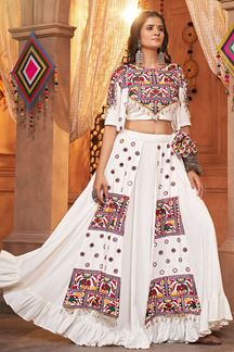 Picture of Irresistible White Colored Designer Navratri Lehenga Choli