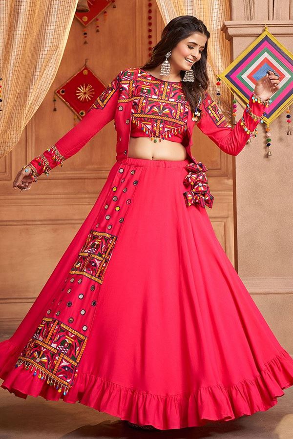 Picture of Heavenly Rani Pink Colored Designer Navratri Lehenga Choli