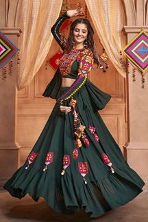 Picture of Astounding Green Colored Designer Navratri Lehenga Choli