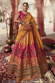 Picture of Flawless Yellow and Pink Colored Designer Lehenga Choli