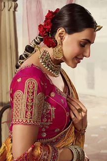 Picture of Flawless Yellow and Pink Colored Designer Lehenga Choli