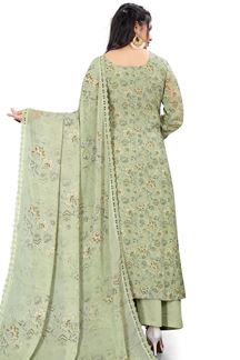 Picture of Aesthetic Green Colored Designer Suit (Unstitched suit)