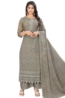 Picture of Artistic Grey Colored Designer Suit (Unstitched suit)