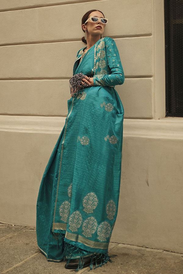 Picture of BreathtakingSky Blue Colored Designer Saree