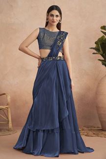 Picture of TrendyBlue Colored Designer Ready To Wear Saree