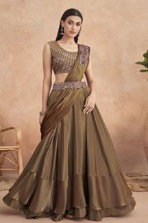 Picture of Spectacular Brown Colored Designer Ready To Wear Saree