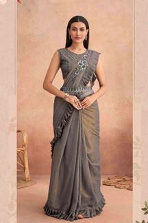 Picture of EthnicGrey Colored Designer Ready To Wear Saree