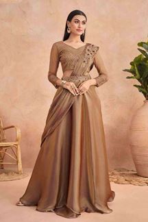 Picture of FlawlessBrown Colored Designer Ready To Wear Saree