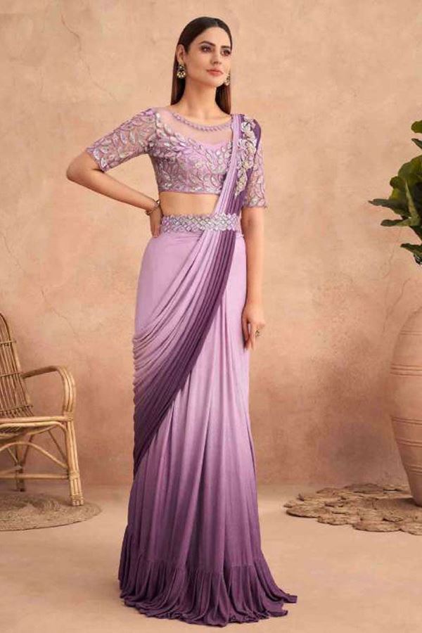 Picture of CaptivatingLavender Colored Designer Ready To Wear Saree