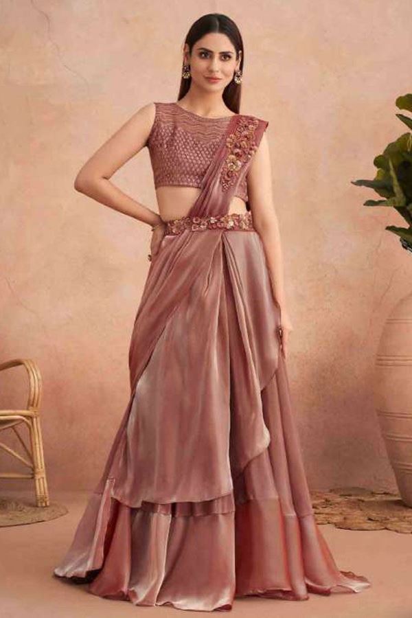 Picture of FascinatingBrown Colored Designer Ready To Wear Saree