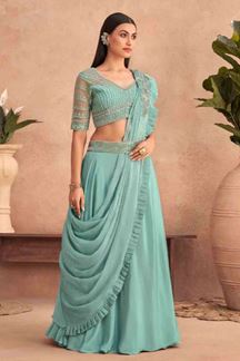 Picture of CreativeSky Blue Colored Designer Ready To Wear Saree