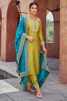 Picture of Striking Mustard Colored Designer Suit