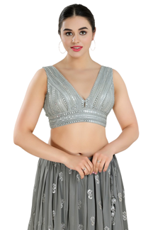 Picture of Exquisite Silver Colored Designer Readymade Blouse